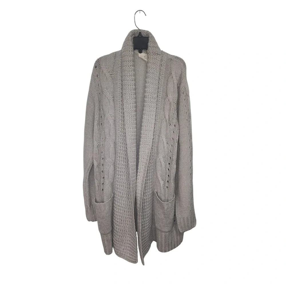 Womens Hyped Unicorn Cable Knit Open Front Cardigan Sweater Gray Medium‎